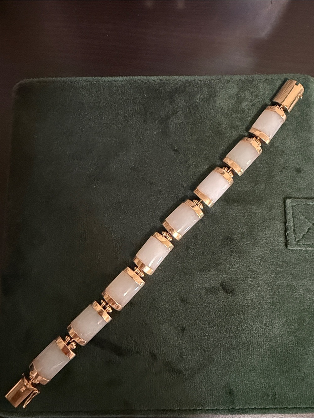14 K Solid Gold With White Jade Link Bracelet - Women Jewelry